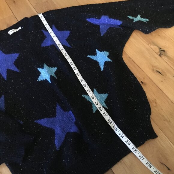 Vintage 80s Angora Wool Punky Stars + Sparkles Knit Sweater - Picture 15 of 16